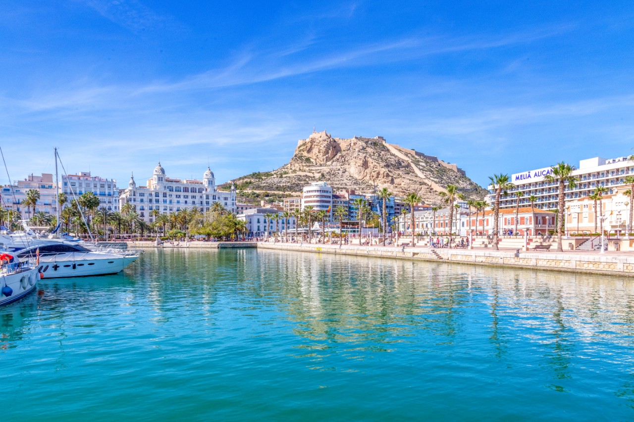 City of Alicante marina and castle